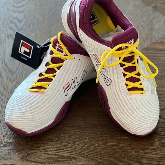 Fila Women's White and Maroon Athletic Shoes - Picture 1 of 5